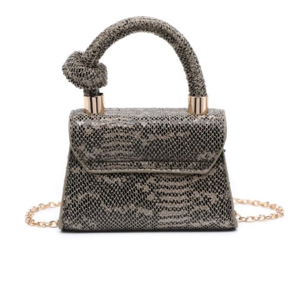 Brand NWOT Moda Luxe Anna Crossbody Mini Purse in Green Snake Print - Picture 2 of 15